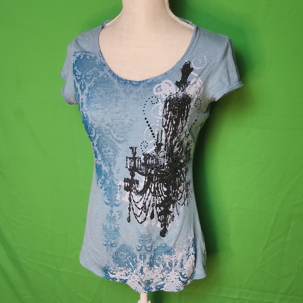 Maurices Light Blue Chandelier Print Tee